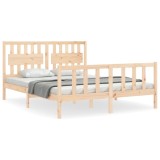 Cadru de pat cu tablie, lemn masiv, king size