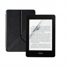 Set 2 in 1 pentru eBook Reader Kindle Paperwhite 2018 10th generation cu husa KRASSUS flip cover tip origami si folie ecran, negru foto