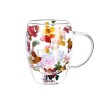 Cana, de cafea, Aroma florilor, din sticla, transparent, 350 ml, 11.5 x 5.5 x 8.5 cm - ergonomica si usor de manevrat, Oem