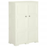 Dulap din plastic, 79x43x125 cm, vanilla ice, design de lemn
