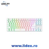 Tastatura Gaming wireless GXT831W THADO TKL ,mecanica, structura QWERTY, iluminare RGB, alb