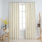 Draperii opace, 2 buc., crem, 140x245 cm, catifea, cu c&acirc;rlige