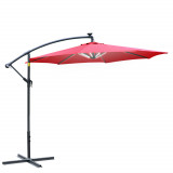 Cumpara ieftin Outsunny Umbrelă de Grădină Roșu &Icirc;nchis cu Manivelă și Iluminat LED Solar, Rezistentă la Apă și UV, &Phi;295x245cm | Aosom Romania