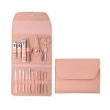 Cumpara ieftin Set 16 piese pentru ingrijire cosmetica, manichiura, pedichiura si fata, cu geanta organizatoare din piele ecologica, rosu