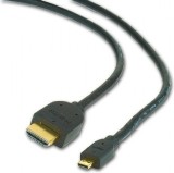 CABLU video GEMBIRD, adaptor HDMI (T) la Micro-HDMI (T), 1.8m, conectori auriti, negru, &quot;CC-HDMID-6&quot; (timbru verde 0.18 lei)