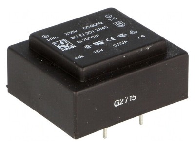 Transformator &amp;Icirc;ncapsulat 0,5VA 230V AC 15V 33mA PCB foto
