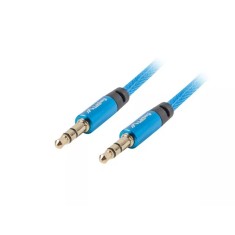 Cablu audio Jack 3.5 mm tata-tata albastru panzat 1m Lanberg