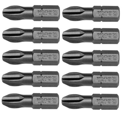 Set 10 biti profesionali Yato 1 4 , 25mm, cap PH3, HRC 58-62, realizat din otel forjat, cu acoperire anticoroziva foto