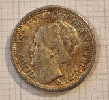 235, Netherlands, Olanda, 10 cents 1936, KM#163, argint, WILHELMINA, excelenta, Europa