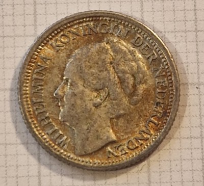 235, Netherlands, Olanda, 10 cents 1936, KM#163, argint, WILHELMINA, excelenta foto