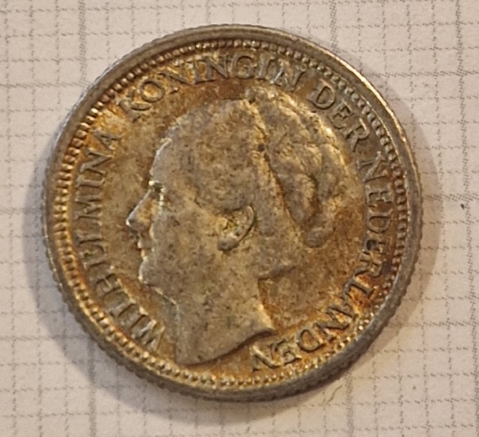 235, Netherlands, Olanda, 10 cents 1936, KM#163, argint, WILHELMINA, excelenta