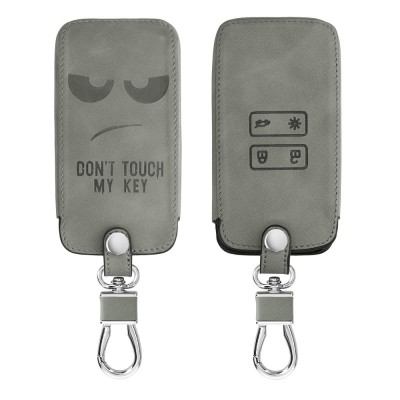 Husa Cheie Auto pentru Renault / Dacia - 4 Butoane - Keyless Go, Piele nabuc, Gri, 48565.10 foto