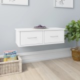 vidaXL Raft perete cu sertar, alb, 60 cm PAL. Polita suspendata depozitare, design modern. Dulapior noptiera, etajera decorativa