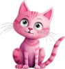 Sticker decorativ, Pisica, Roz, 63 cm, 1358STK-10