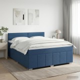 Cumpara ieftin Pat boxspring cu saltea albastru 160 x 200 cm Tesatura