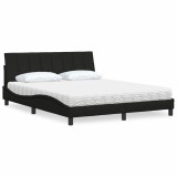 Cumpara ieftin Pat cu saltea, negru, 160x200 cm, textil