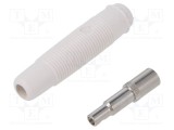 Conector banană 4mm soclu 16A 60V alb nichelat HIRSCHMANN T&amp;M KUN 30