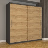 Dulap Dormitor Nova Eco 200 cm x 200 cm fara oglinda, wenge cu usi glisante oak craft gold