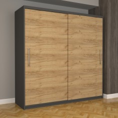 Dulap Dormitor Nova Eco 200 cm x 200 cm fara oglinda, wenge cu usi glisante oak craft gold