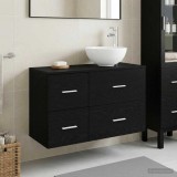 Cumpara ieftin Set dulap baie 2 buc. Stejar Negru 79,5 x 35 x 80 cm