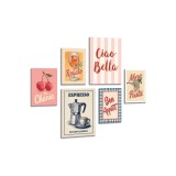 Set de postere pentru decorarea pereților &icirc;n stil vintage pentru bucătărie, imagine de dining, decor modern italian, decor stilat pentru peretele bucă