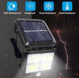 Комплект проектори, 120 LED, Със соларен панел, Сензор за движение, 3 режима на светене, 30 W, IPF