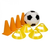 Set Antrenament, 9 Piese, Minge 21cm, Conuri 18cm &Icirc;nălțime, Conuri Discuri 18cm Diametru, Multicolor, Oem