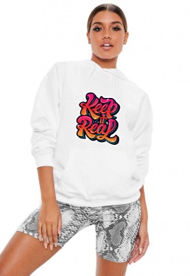 Hanorac dama alb - Keep it real - L foto