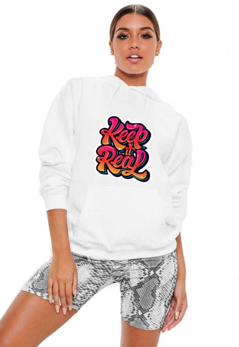 Hanorac dama alb - Keep it real - XL