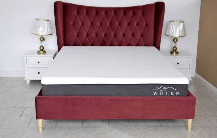 Pat Lora 160x200 cm Tapitat Catifea Burgundy Somiera Inclusa (cod ML 2302-11)