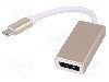 Cablu DisplayPort soclu, USB C mufa, USB 3.1, lungime 0.15m, {{Culoare izola&#355;ie}}, AKYGA - AK-AD-56