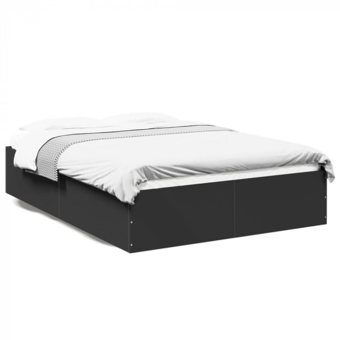 vidaXL Cadru de pat, negru, 120x200 cm, lemn prelucrat