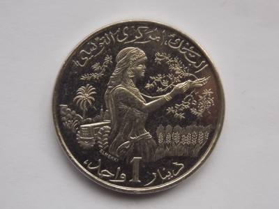 1 DINAR 1983 TUNISIA-FAO-AUNC foto
