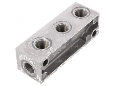 Bloc ramificator de presiune 0-16bar din aluminiu - 1 intrare si 3 iesiri foto