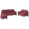 Set canapea cu perne, 3 piese, rosu vin, material textil