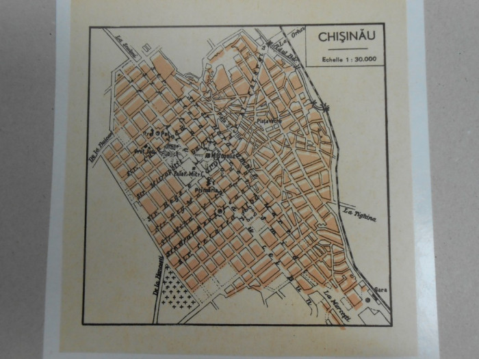 Harta Chisinau, 1920, 13x12 cm, scara 1:30.000
