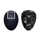 Set 2 Masti Squid Game, Carnaval, Patrat si Lider, Negru, Cosplay, Elastic Reglabil, Universala