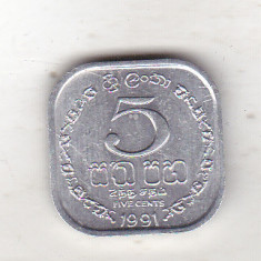 bnk mnd Sri Lanka 5 centi 1991 unc