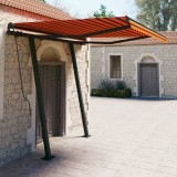 Cumpara ieftin Copertină retractabilă manual cu st&acirc;lpi portocaliu&amp;maro 3x2,5 m