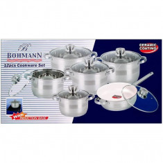 Set 5 Oale Inox si Tigaie Ceramica 12 Piese Bohmann 1275NWC foto