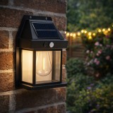 Lampa solara LED de exterior cu senzor de miscare si crepuscul, 50 LED, 500 lm, negru