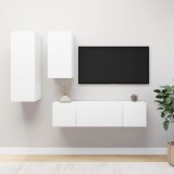 VidaXL Set dulapuri TV, 4 piese, alb, lemn prelucrat