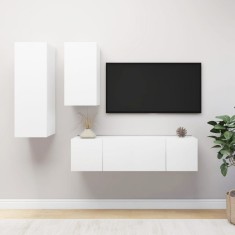 vidaXL Set dulapuri TV, 4 piese, alb, PAL foto