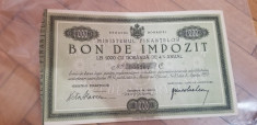 Bon de impozit 1000 lei anul 1933 foto
