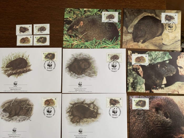 jamaica - serie 4 timbre MNH, 4 FDC, 4 maxime, fauna wwf