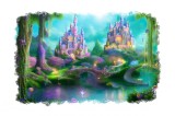 Cumpara ieftin Sticker decorativ Castel Roz 85cm, autoadeziv, perete/usa, camera copilului