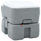 Toaleta Portabila Camping vidaXL, 10L Apa Curata &amp; 20L Deseuri, Gri, 36.5x41.5x37.5cm, 15L, Plastic, Baie/Exterior