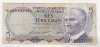Bnk bn Turcia 5 lire (1976) circulata