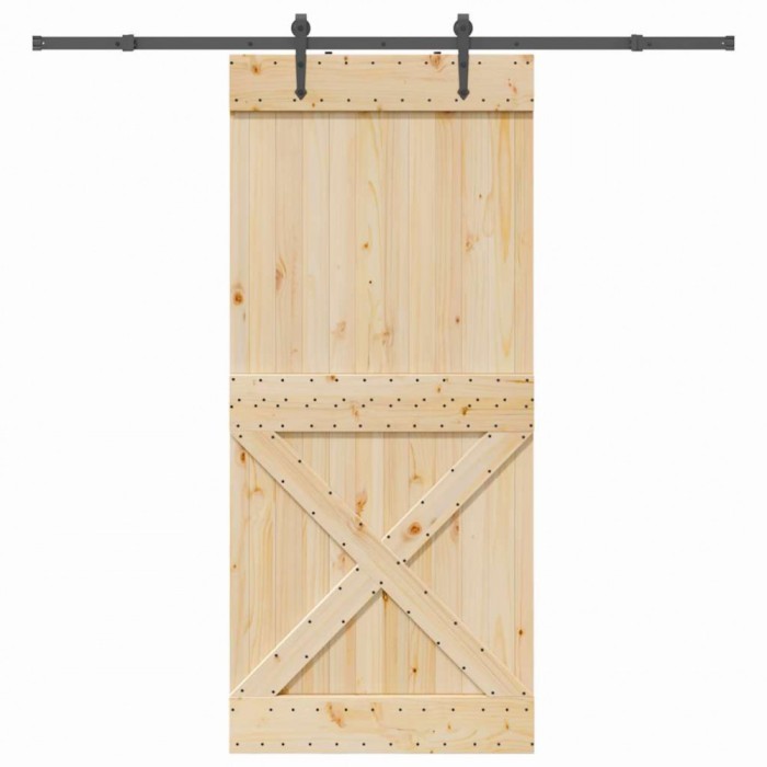 vidaXL Ușă glisantă cu set feronerie, 100x210 cm, lemn masiv de pin 3332795