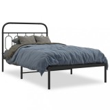 Cumpara ieftin Cadru de pat din metal cu tablie, negru, 107x203 cm